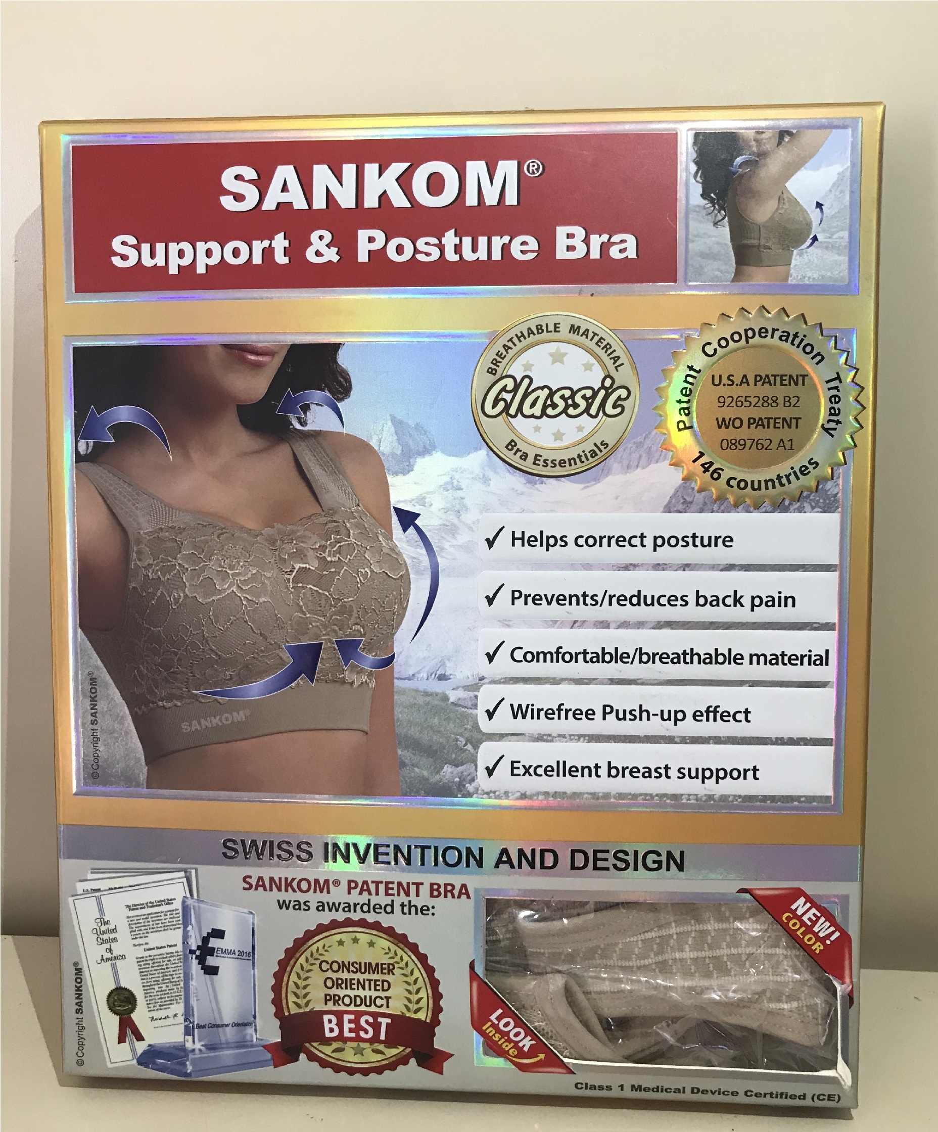 Buy SANKOM Patent Beige Classic Posture Support Bra - L/XL at ShopLC.