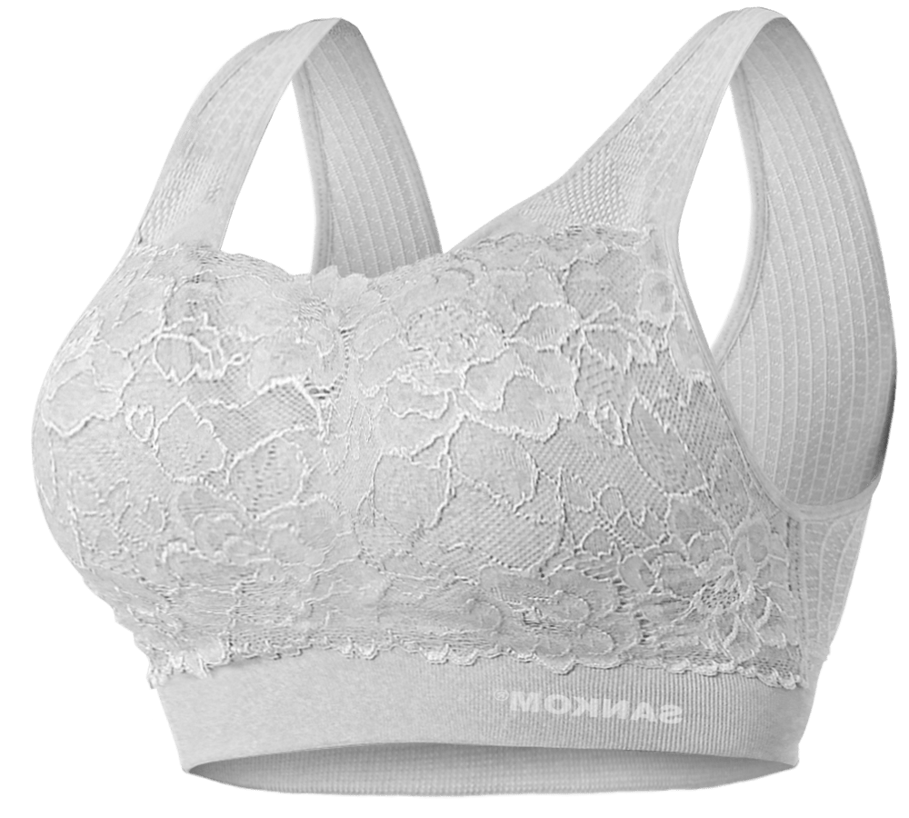 Sankom Compression Shapewear White Lace Detailed Classic Tank Top w/  Built-in Bra 